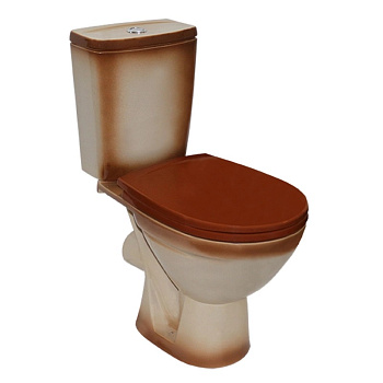 Унитаз-компакт (ROSA) "Соло" коричневый (гориз, нижн, сид. полип., 2-кн.арм.)