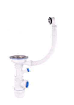 339 Сифон"ПРОФИ"н/ж 114мм,с нос,кругл.перелив 3 1/2