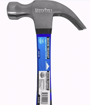 Молоток-гвоздодер фибергл.обрез.рукоятка 450гр 10-25-450