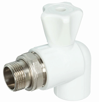 Кран шар.д/рад.ПП 25 * 3/4 угловой Valfex белый (10/40)