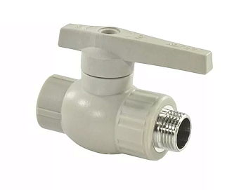 Кран шар.комб. нар.рез. ПП 25 * 3/4 Valfex серый (10/40)