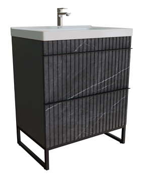 Тумба д/ванной "Окленд -70" Графит Мрамор под раковину Грэйс- 70 ЛОФТ