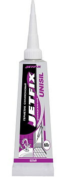 (21064) Герметик силикон универ JETFIX UNISIL Белый 80мл (12/120)