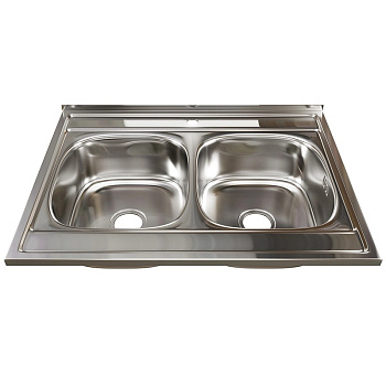 Мойка накл. 80*60 (0,6) 2 чаши (вып 3 1/2+сифон) (гл.18см) MIXLINE (1/5)