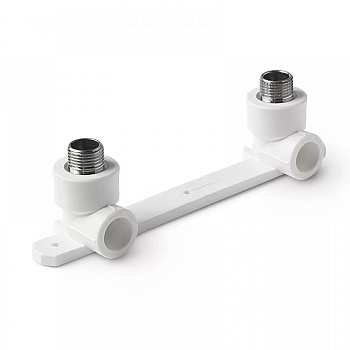 Угольник двойн с крепл.25*3/4 нар.р. Valfex белый (3/12)