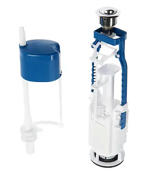 4113 Арматура д/бачка с двух.реж. вып. ниж.клапан 1/2 хром кнопка