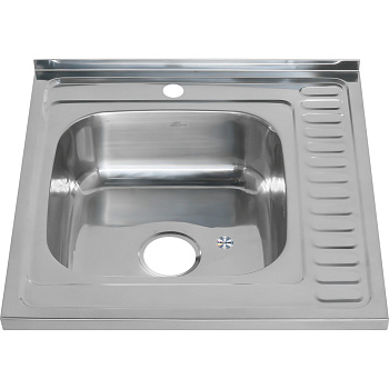 Мойка накл. 60*60 (0,6) ЛЕВАЯ (вып. 3 1/2+сифон) (гл.16см) МЕЛАНА (1/10)