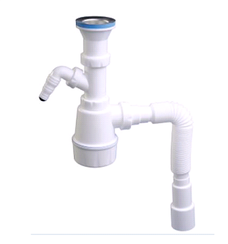 1061-Сифон для мойки с отв. д/стир.маш. вып.70мм (1/30)