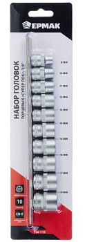Набор головок "Супер лок" (10шт) ЕРМАК 3/8" 736-115