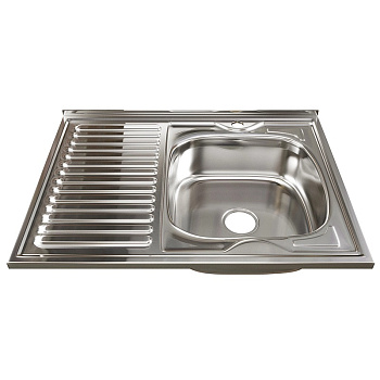 Мойка накл. 80*60 (0,8) ПРАВАЯ (вып 3 1/2+сифон) (гл.18см) MIXLINE (1/10)