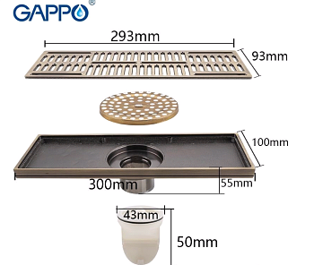 G-83001-4 душ.трап бронза 300*100 (1/40) СНЯЛИ