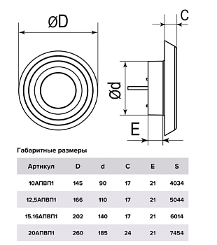 Анемостат 16АПВП1 фланец D145 регулируемый D127 ERA