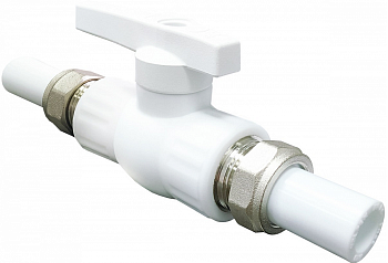 Кран шар ф20 с двойн.разъемн .соед. Valfex белый (10/70)