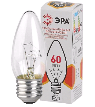 ЭРА ДС B36 свечка 60Вт 230В E27  100/6000 Б0039130