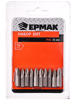 Набор бит 10шт, PH2, 25мм 657-027