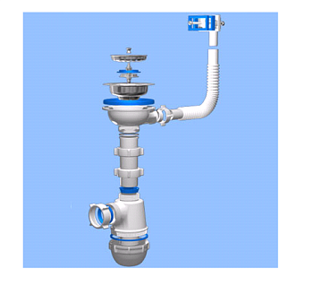 Сифон 3 1/2*40  Ani с жест. прямоуг. перелив А0145  1/10