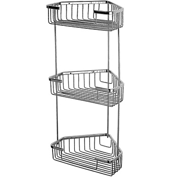 F335-2 полка угловая метал. хром трехъярусная 2/2