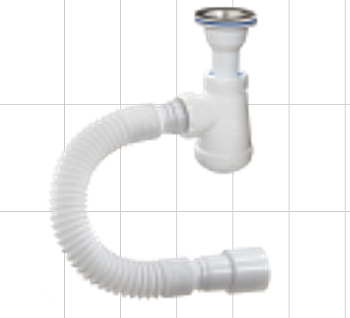 Сифон бутыл. с литым вып. из нерж.стали реш 70мм и гиб.трубой 40-40/50 АВ-32019