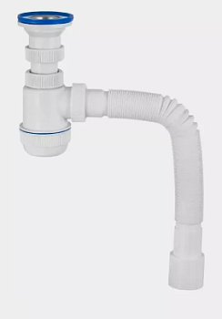 327 Сифон гофр."МИНИ"н/ж чашка63мм,труба 800мм