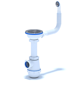 Сифон 3 1/2*40  Ani с гибким круг переливом А0142S (1/10)