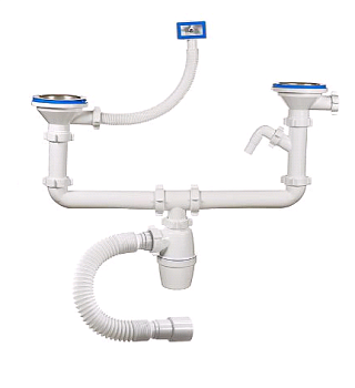 Сифон 3 1/2"х40 2х-ур.,отвод,перелив, 40-40/50, А-40092 (1/11)