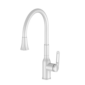 Елочка VF.70825-8 VALFEX Tantalus Steel White  с поворотным изливом  белый (1/10)