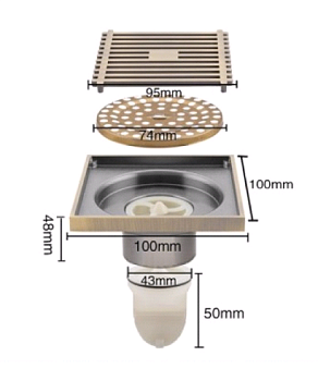 G-81005-4 душ.трап бронза 100*100 (1/40)