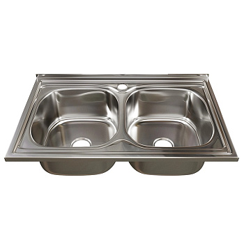 Мойка накл. 80*50 (0,6) 2 чаши (вып 3 1/2+сифон) (гл.18см) MIXLINE (1/5)